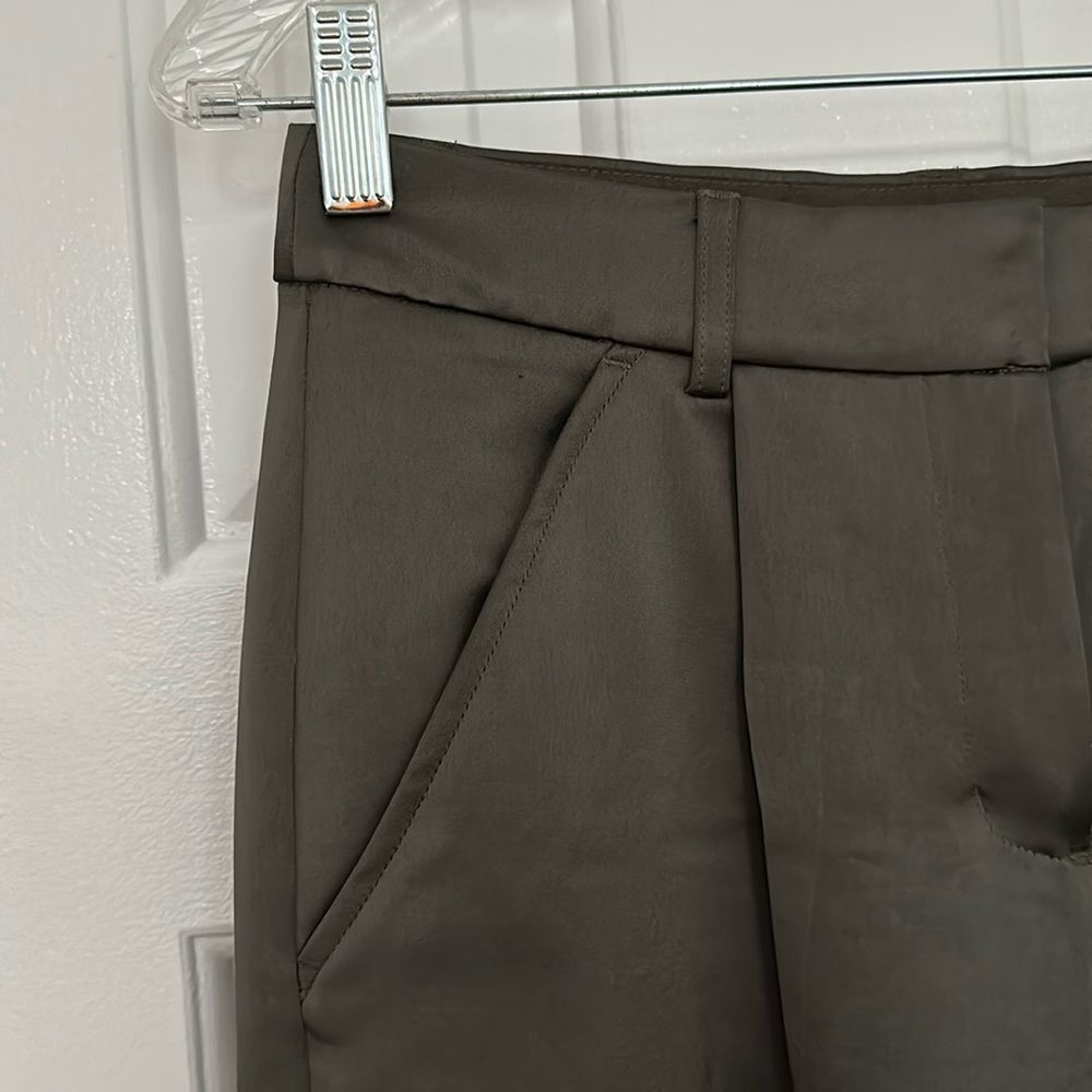 *Excellent Condition* Express, Wide Leg, High Waist, Green, Shiny, Cargo Pants - Picture 6 of 11